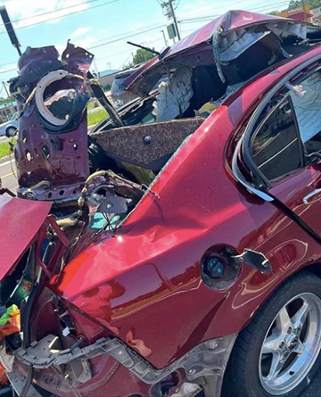 Car wreck because of dive tank explosion