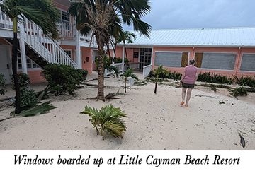 Windows boarded up at Little Cayman Beach Resort